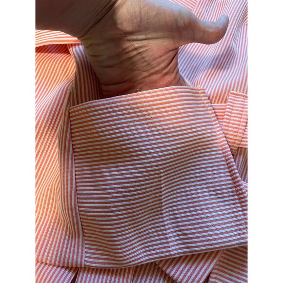 Vintage 70s Short Sleeve open front coral and white belted Cardigan - Picture 8 of 8